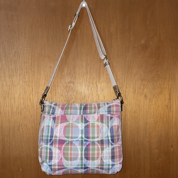 •COACH•POPPY DAISY MADRAS SIGNATURE "C" CANVAS SHOULDER/CROSSBODY BAG EUC - Picture 4 of 11